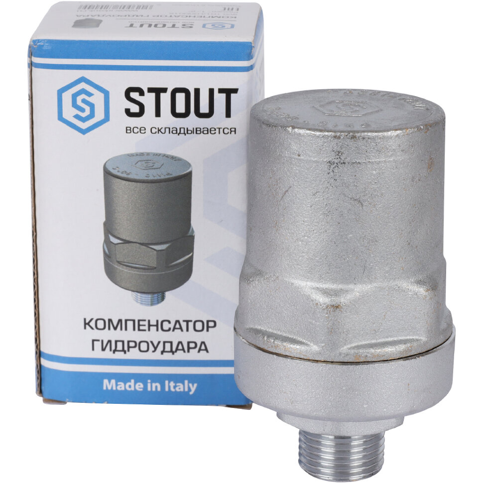 STOUT  SVS-1014-000015 STOUT Компенсатор гидроудара, нар.р., 1/2", покрытие - хром