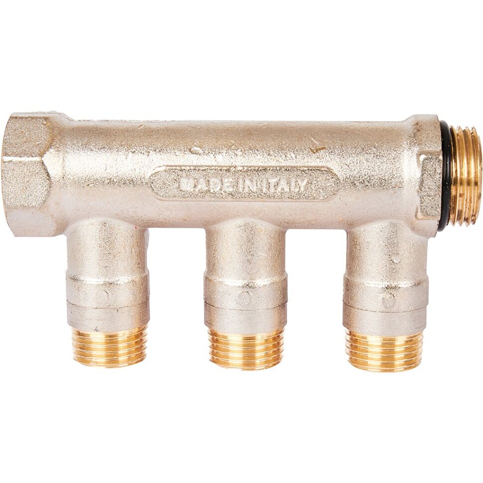 STOUT SMB 6210 341203 STOUT Коллектор с шаровыми кранами 3/4 , 3 отвода 1/2  (красные ручки)