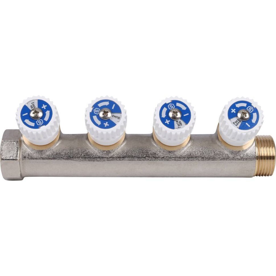 STOUT  Коллектор распределительный 3/4", 4 отвода 1/2"