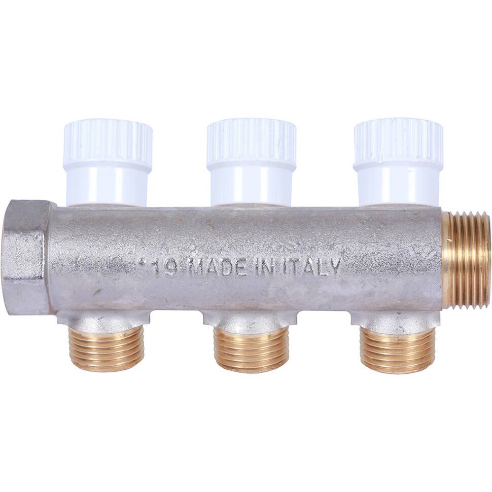 STOUT  Коллектор распределительный 3/4", 3 отвода 1/2" плоское уплотнение