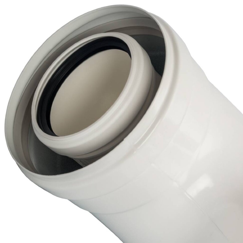 STOUT   Элемент дымохода конденсац. колено 90°/ адаптер 90° DN60/100 м/п PP-FE (совместим. с Baxi,Viessmann)