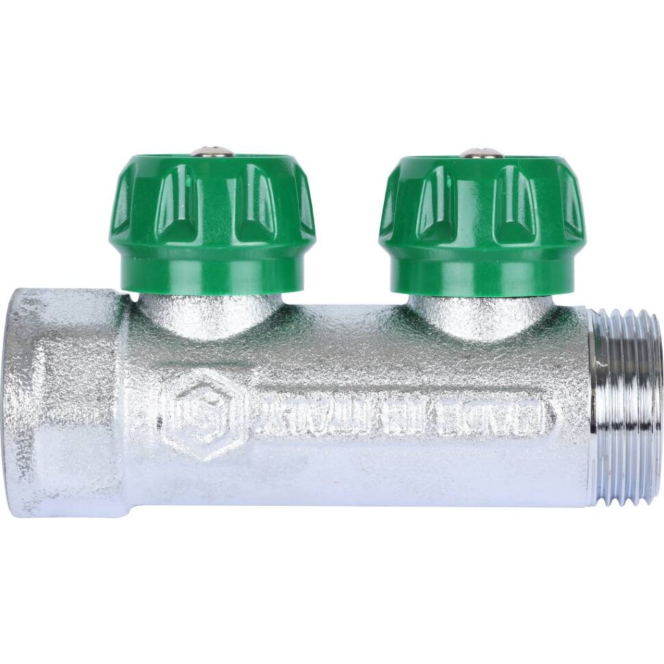 STOUT  SMB-6849-011202 STOUT Коллектор регулирующий 1", 2 отвода 1/2" плоское уплотнение
