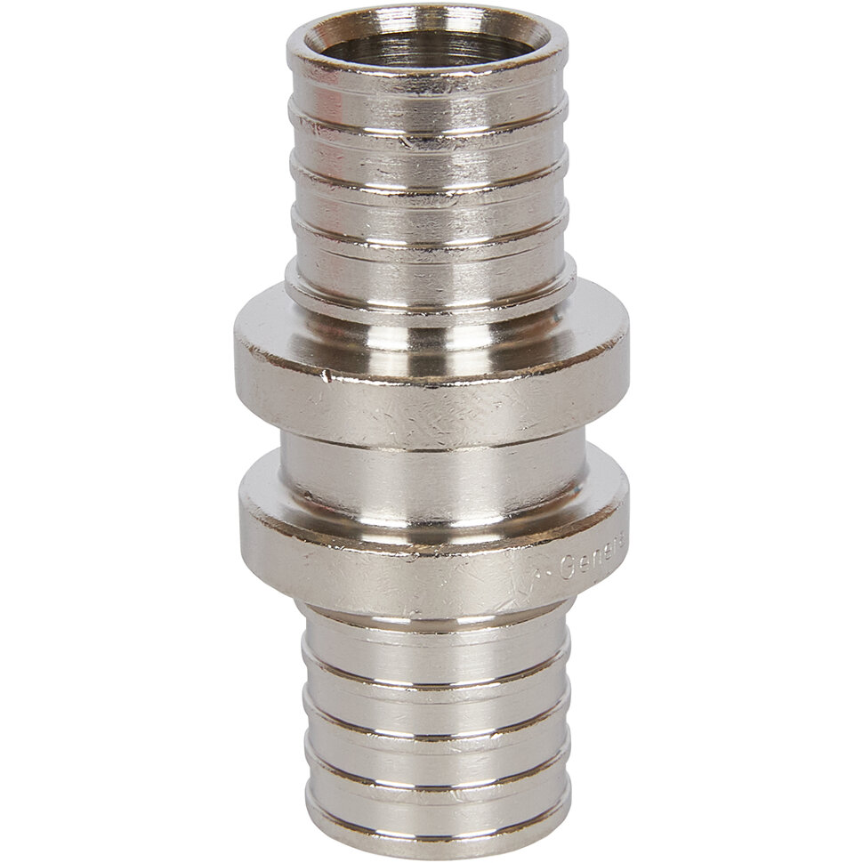 STOUT SFA-0003-002002 STOUT Муфта соединительная равнопроходная 20х2,0 никелированная для труб из сшитого полиэтилена аксиальный