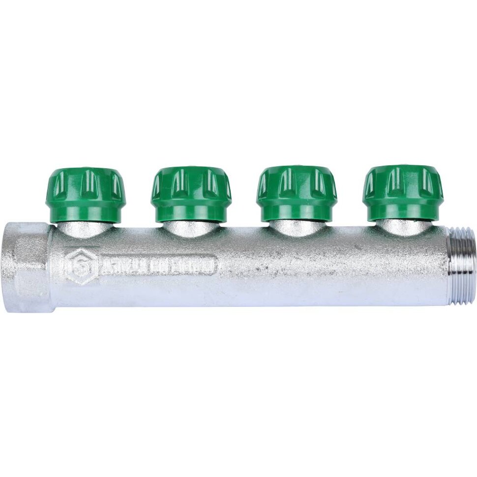 STOUT  SMB-6849-011204 STOUT Коллектор регулирующий 1", 4 отвода 1/2" плоское уплотнение