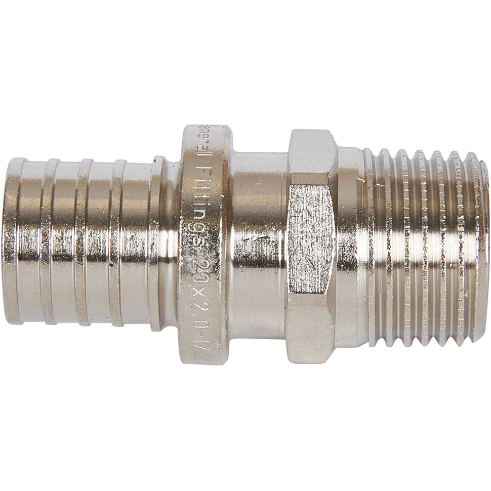 STOUT SFA-0001-200212 STOUT Переходник с наружной резьбой 20х2.0x1/2  никелированный для труб из сшитого полиэтилена аксиальный