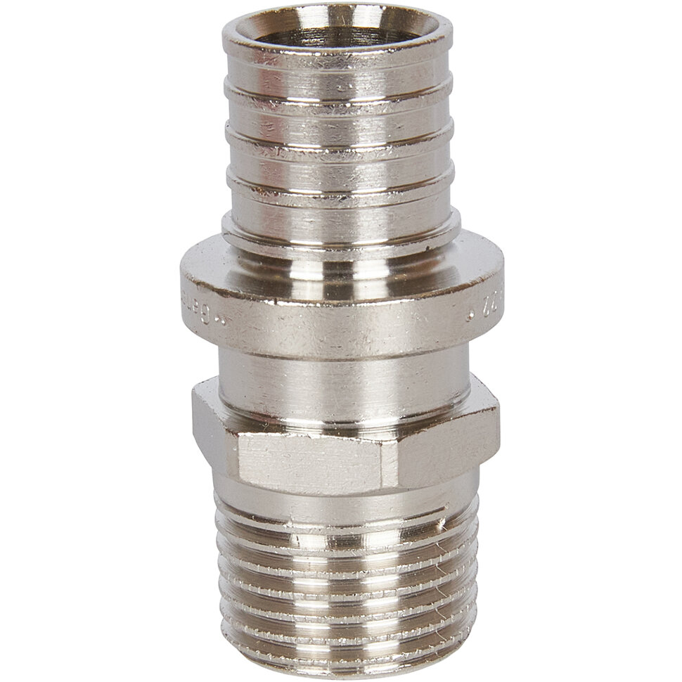 STOUT SFA-0001-200212 STOUT Переходник с наружной резьбой 20х2.0x1/2  никелированный для труб из сшитого полиэтилена аксиальный