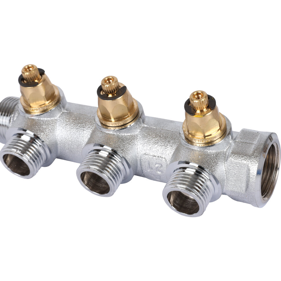 STOUT  SMB-6849-341203 STOUT Коллектор регулирующий 3/4", 3 отвода 1/2" плоское уплотнение