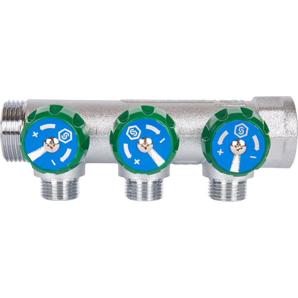 STOUT  SMB-6850-011203 STOUT Коллектор регулирующий 1", 3 отвода 1/2"