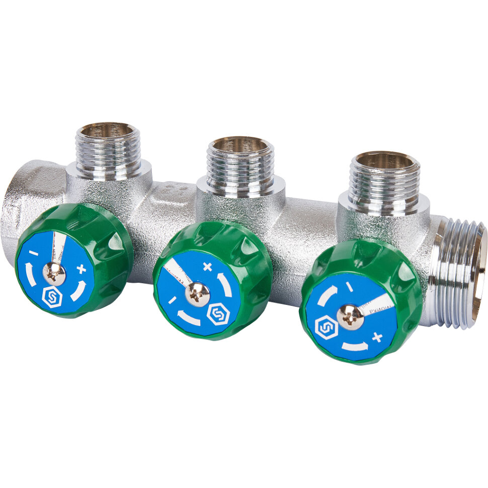 STOUT  SMB-6850-011203 STOUT Коллектор регулирующий 1", 3 отвода 1/2"