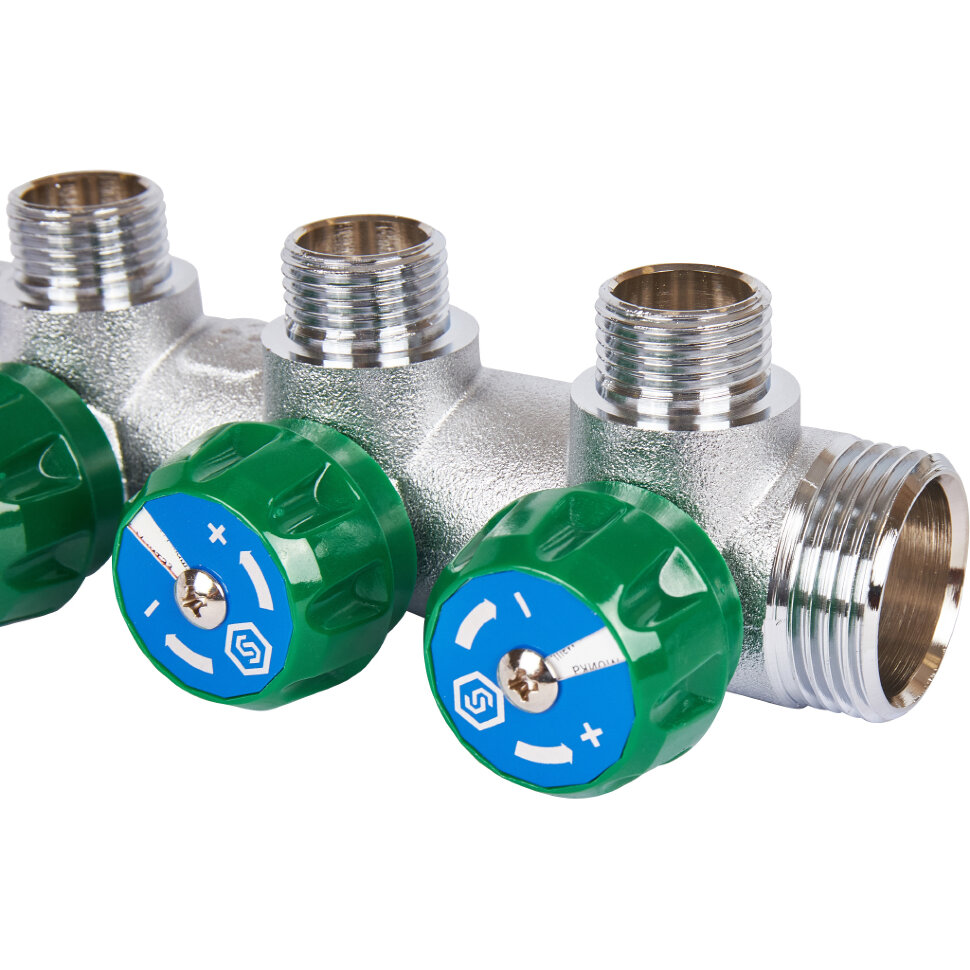 STOUT  SMB-6850-011203 STOUT Коллектор регулирующий 1", 3 отвода 1/2"