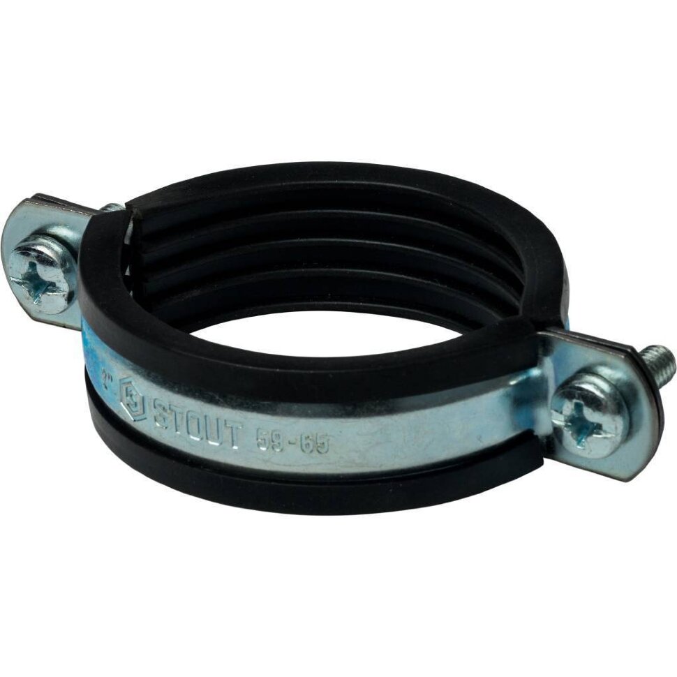 STOUT SAC-0020-Комплекты для труб: хомут, шуруп, дюбель пластиковый 2"(59-65)