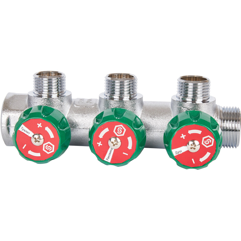 STOUT  SMB-6850-341203 STOUT Коллектор регулирующий 3/4", 3 отвода 1/2"
