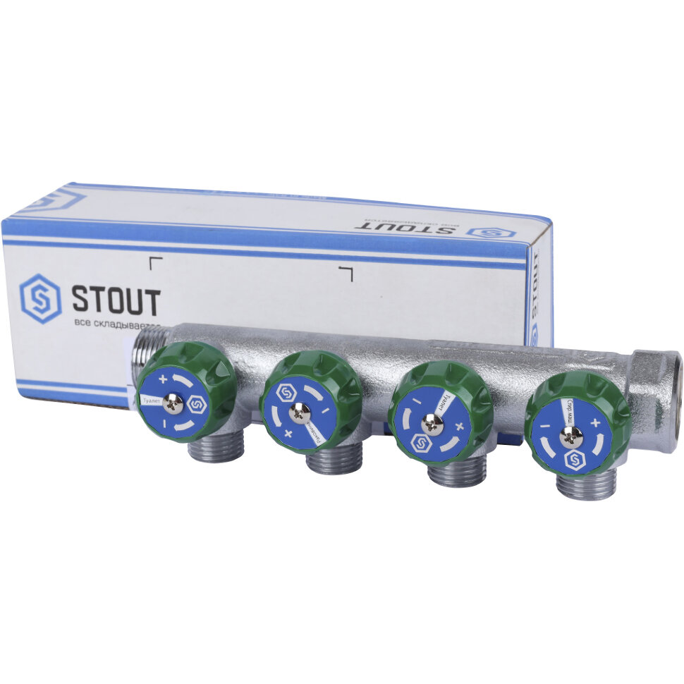 STOUT  SMB-6850-341204 STOUT Коллектор регулирующий 3/4", 4 отвода 1/2"