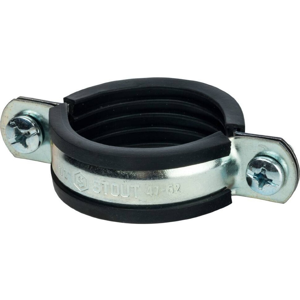 STOUT SAC-0020-Комплекты для труб: хомут, шуруп, дюбель пластиковый 1 1/2"(47-52)