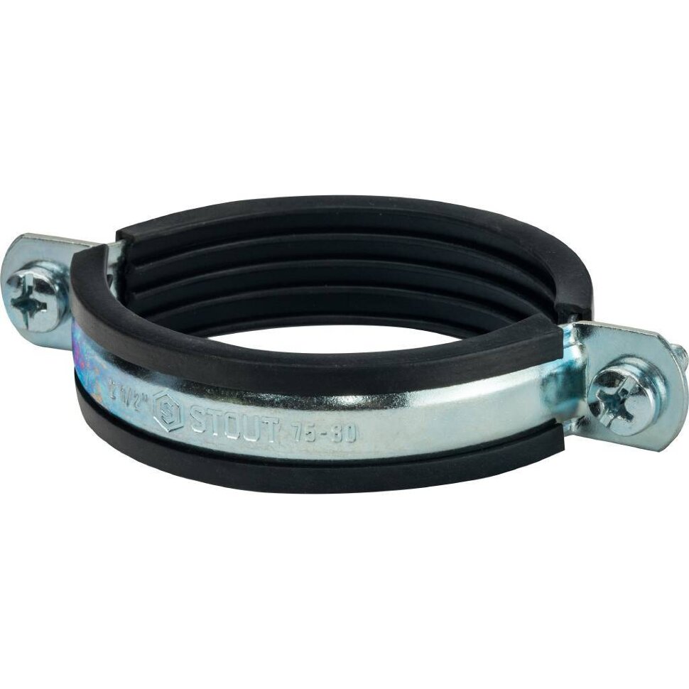 STOUT SAC-0020-Комплекты для труб: хомут, шуруп, дюбель пластиковый 2 1/2"(75-80)