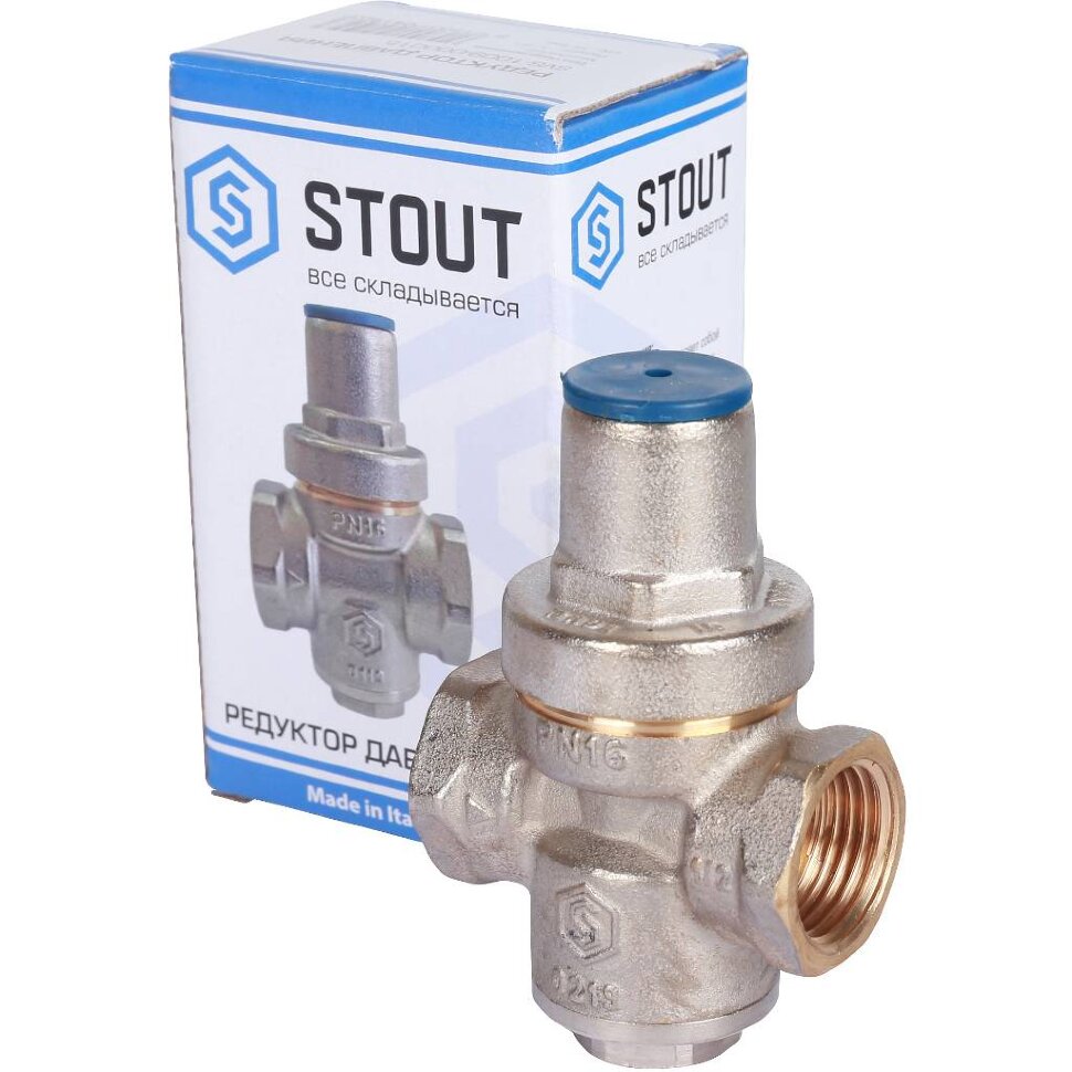 SVS-1009-000015 STOUT Редуктор давления PN16 вн/вн 1/2  без подкл. манометра