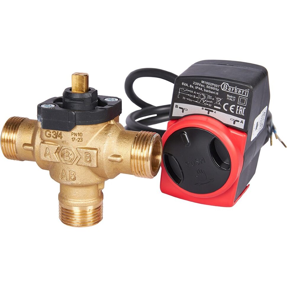 STOUT SVM-0170-300020 STOUT 3-Ходовой зональный клапан, сервопривод 230V, с кабелем 1м,, НР 3/4"