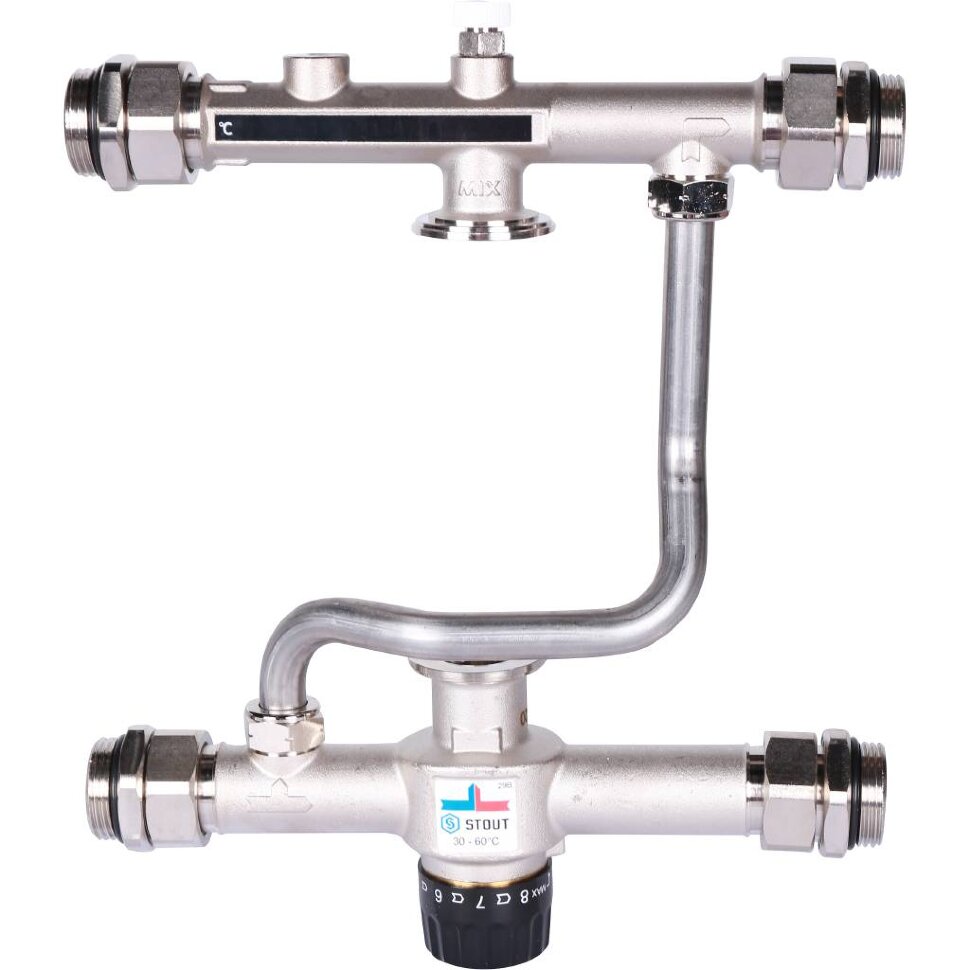 Насосно-смесительный узел STOUT SDG-0120-007000 с термостатическим клапаном 30-60°C, без насоса